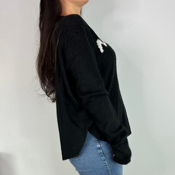 Wooden Ships Soft Fuzzy "Merry" Black & White Oversized Knitted Sweater - Picture 4 of 7